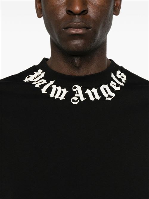 T-shirt Palm Angels da uomo nera con logo bianco ad arco sul petto PALM ANGELS | PAMAA001JR0011003